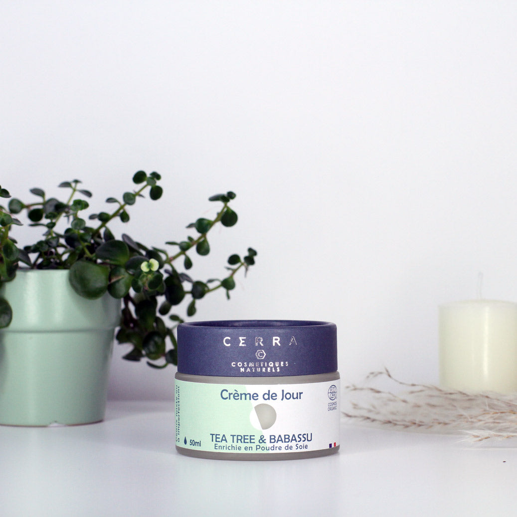 Crème de jour Tea Tree & Babassu - Enrichie à la Soie - Certifiée Bio