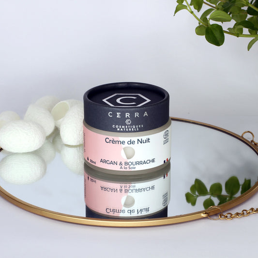 Argan & Borage night cream - Enriched with Silk - certified organic.