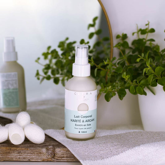 Shea & Argan Body Milk - Enriched with Silk - Certified Organic - Fluid Moisturizer