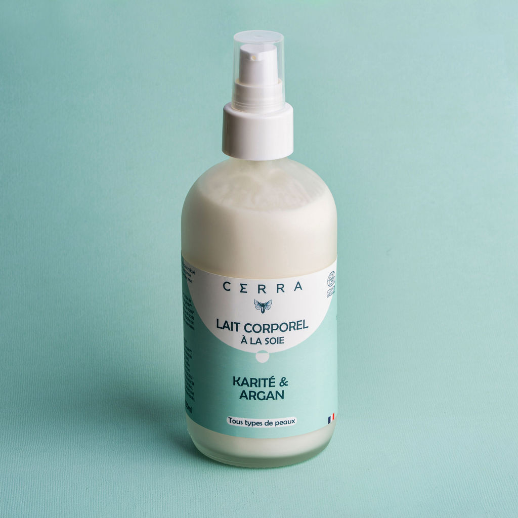 Shea- und Argan-Körpermilch – angereichert mit Seide – aus kontrolliert biologischem Anbau