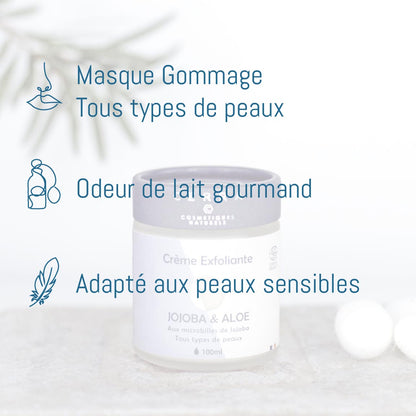 Crème exfoliante Jojoba & Aloe - Enrichie à la Soie - certifiée Bio - 100 ml