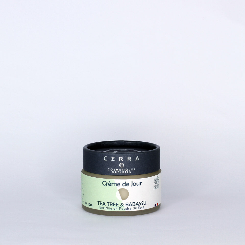 Crème de jour Tea Tree & Babassu - Enrichie à la Soie - Certifiée Bio