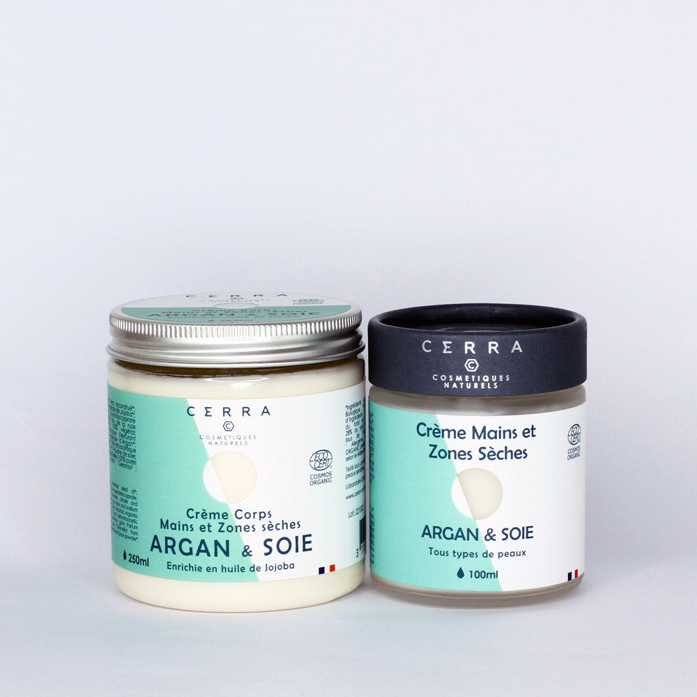 Crème Mains et Zones Sèches Argan & Soie -  certifiée Bio - Mains et Corps