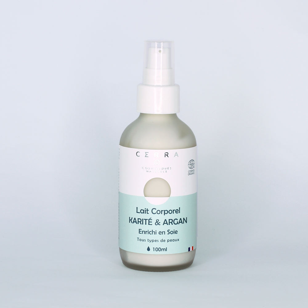 Shea &amp; Argan Body Milk - Enriched with Silk - Certified Organic - Fluid Moisturizer