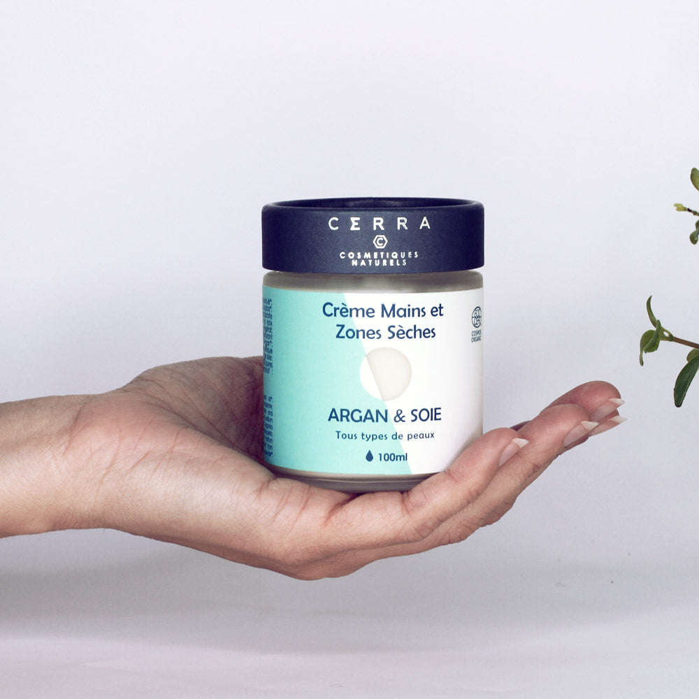 Crème Mains et Zones Sèches Argan & Soie -  certifiée Bio - Mains et Corps