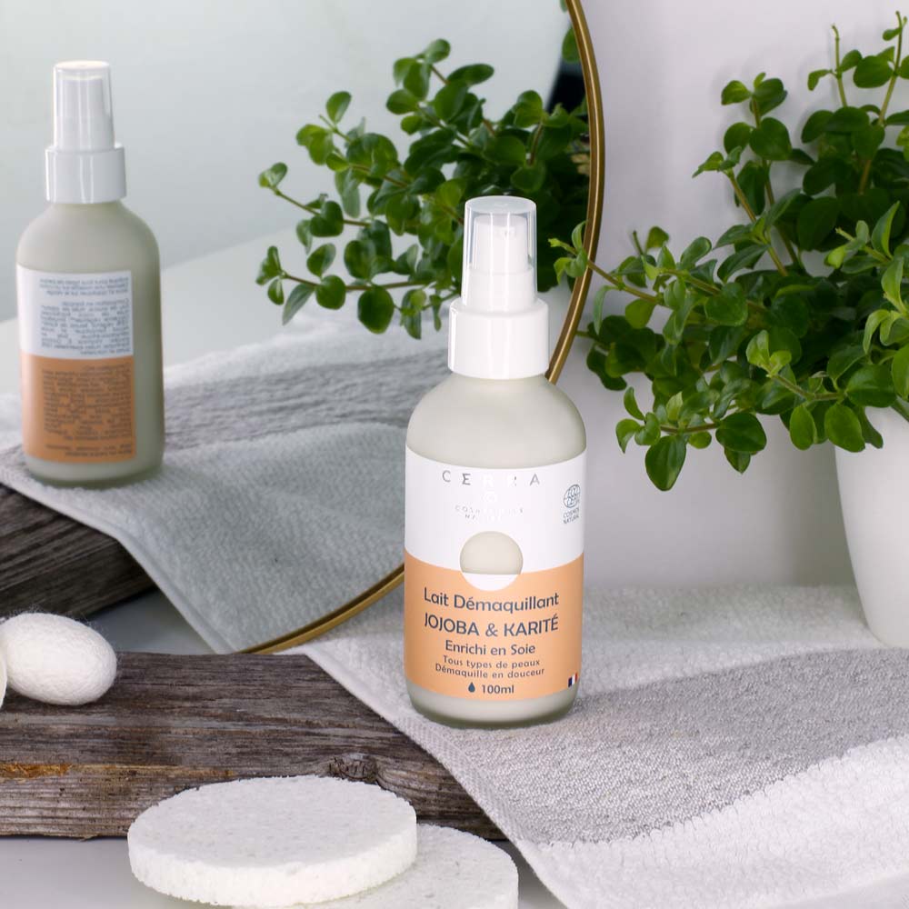Jojoba &amp; Shea Make-up Remover Milk - Enriched with Silk - Cosmos Natural Certified